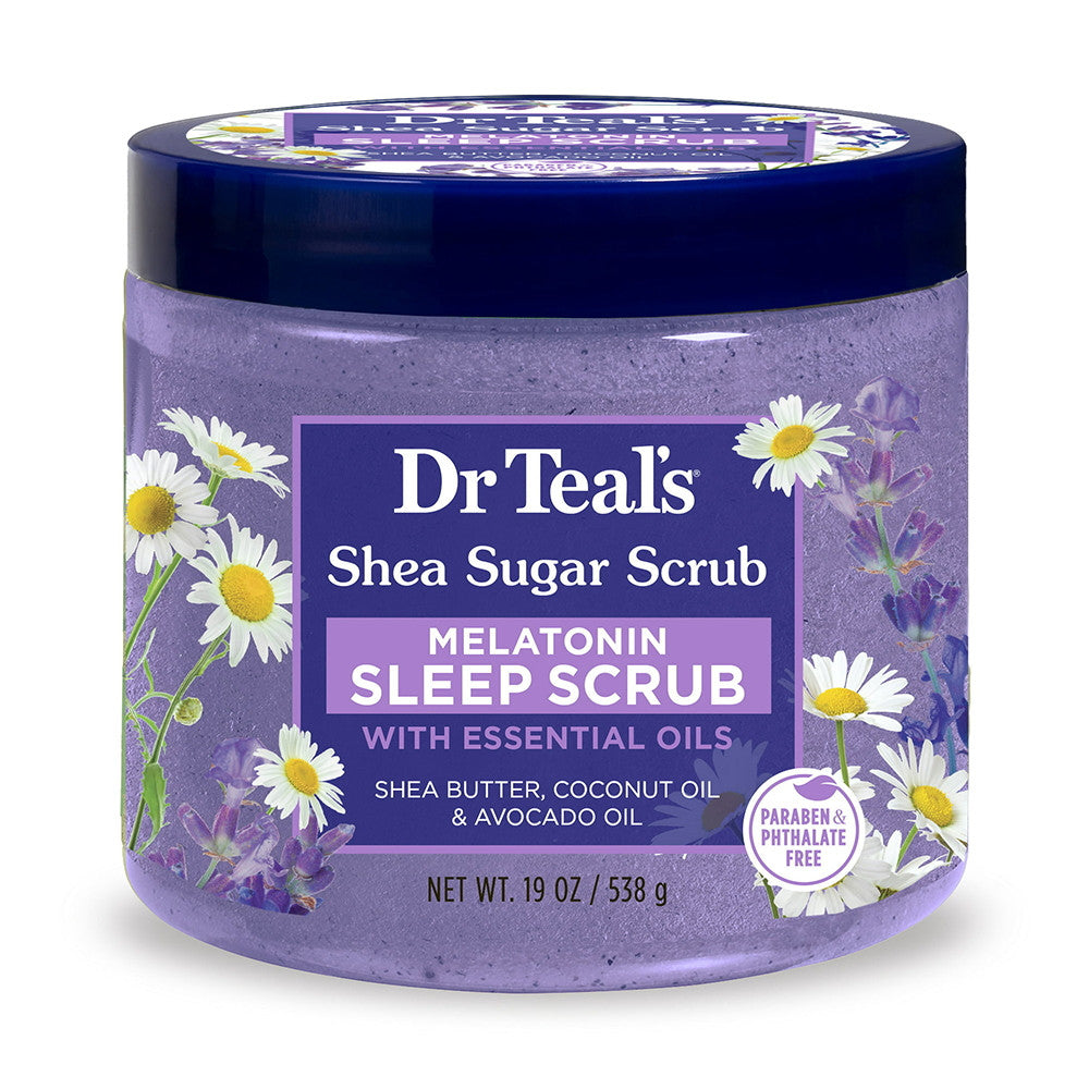 Dr Teal's Shea Sugar Sleep Body Scrub Melatonin with Essential Oils, 19 Oz